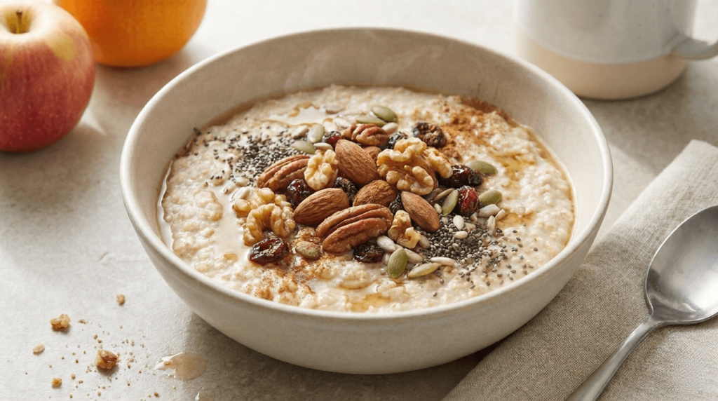 oat bran with walnuts and almonds