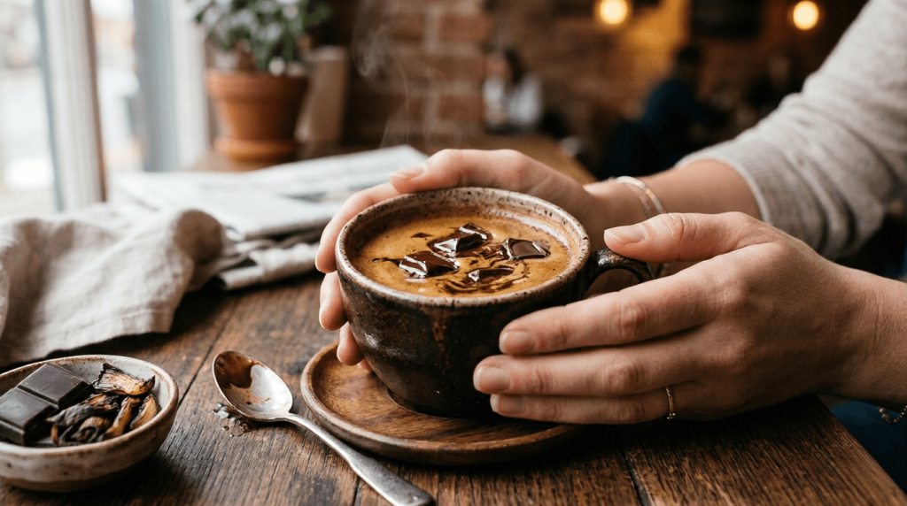 Chicory coffee with milk and chocolate